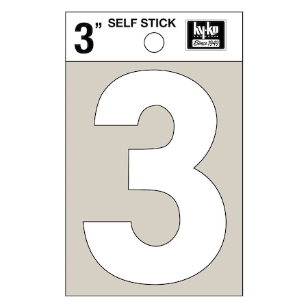 Hy-Ko 3In White Vinyl Number 3, 10PK A30503